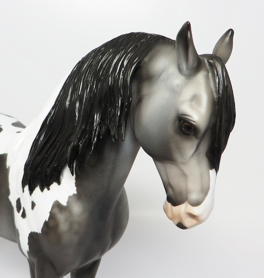 BOOKER T-OOAK DAPPLE GREY PAINT ANDALUSIAN CM TAIL AND LONG MANE