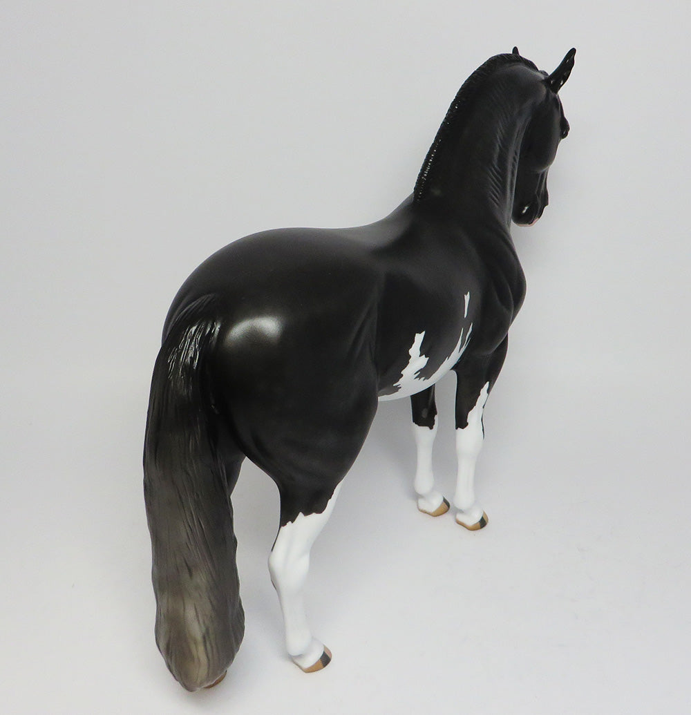 BUGSY SIEGAL-OOAK DAPPLE BLACK PAINT ROACHED MANE ANDALUSIAN EQ 2017