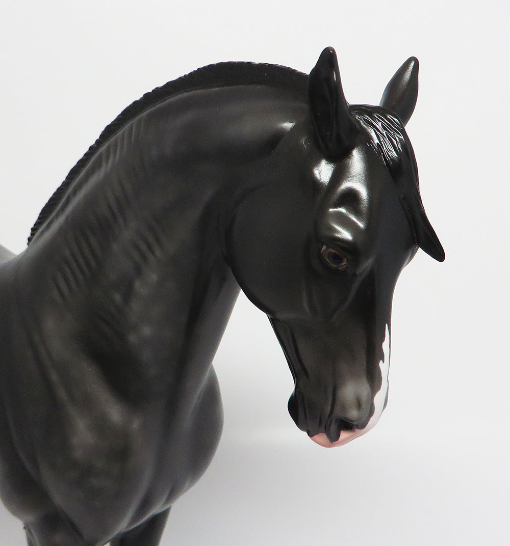 BUGSY SIEGAL-OOAK DAPPLE BLACK PAINT ROACHED MANE ANDALUSIAN EQ 2017