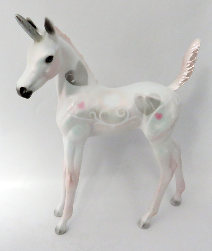 CUTSEY PIE-OOAK VALENTINE DECORATOR UNICORN FOAL MODEL HORSE 2/5