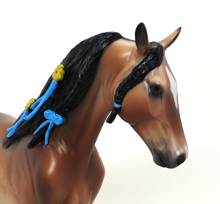 DUST DEVIL - BUCKSKIN TENNESSEE WALKER by Caroline Boydston - D2 LEFT REAR WHITE SOCK -10/9
