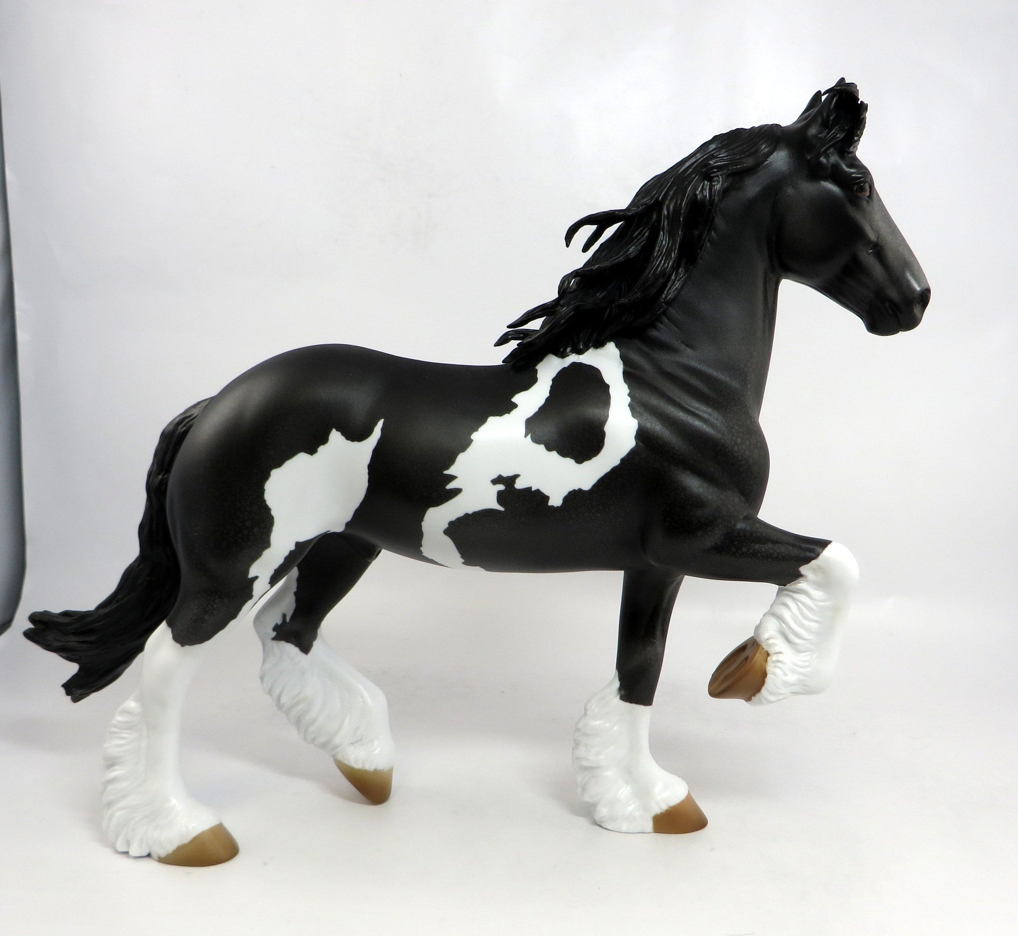 ELVIS-OOAK DAPPLE GREY PAINT TROTTING DRAFTER MODEL HORSE 12/29