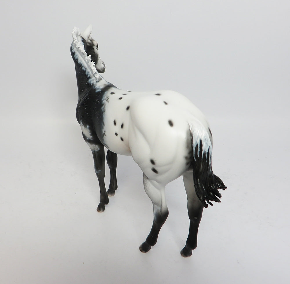 FIRE STONE-OOAK CUSTOM BLACK APPALOOSA WEANLING MODEL HORSE BY DAWN QUICK WHS 2017