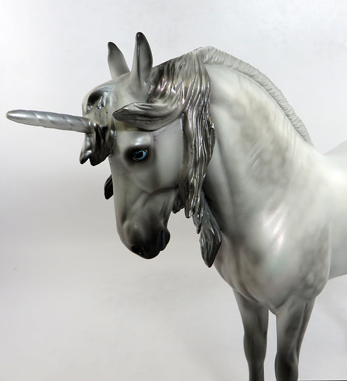 GAME CHANGER-OOAK DAPPLE GREY ANDALUSIAN UNICORN MODEL HORSE 2/8