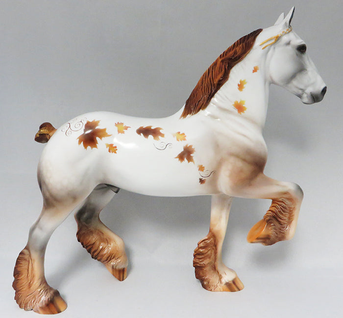 COPPER-OOAK FALL DECORATOR TROTTING DRAFTER MODEL HORSE BY DAWN QUICKS 9/2