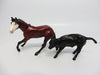 CATMANDO-OOAK BAY PAINT CHIP CUTTER AND CALF MODEL HORSE 11/2/17