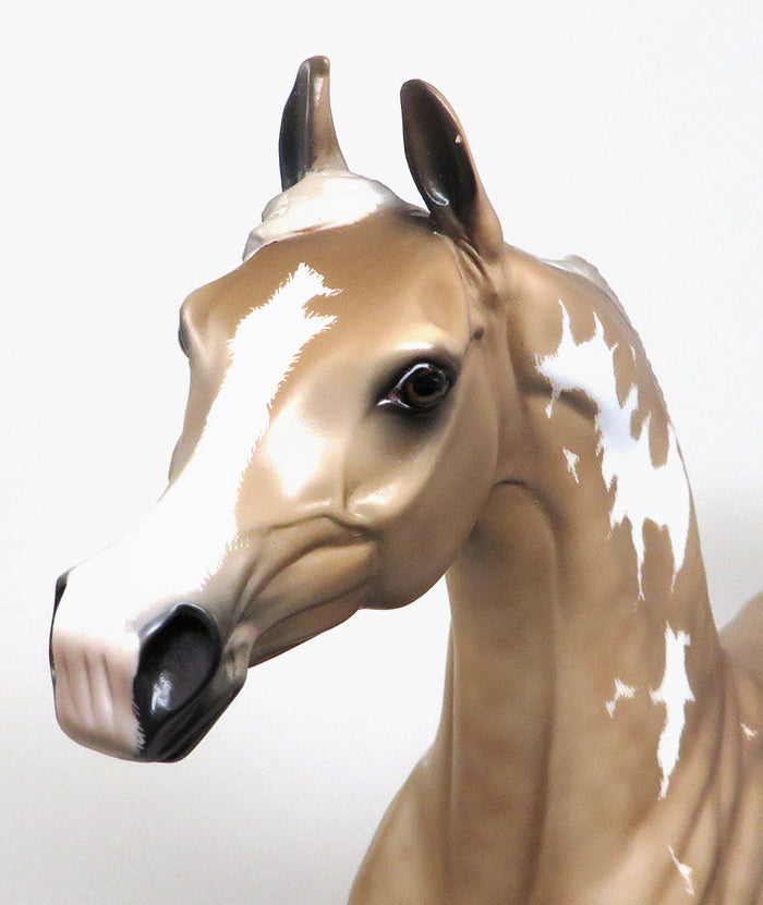 IVES-OOAK-ETCHED-PALOMINO PAINT ARABIAN MODEL HORSE 12/28