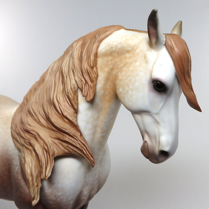 AMOUR DE NOCHE-OOAK CHESTNUT GOING GREY WINDSWEPT ANDALUSIAN MODEL HORSE 6/15