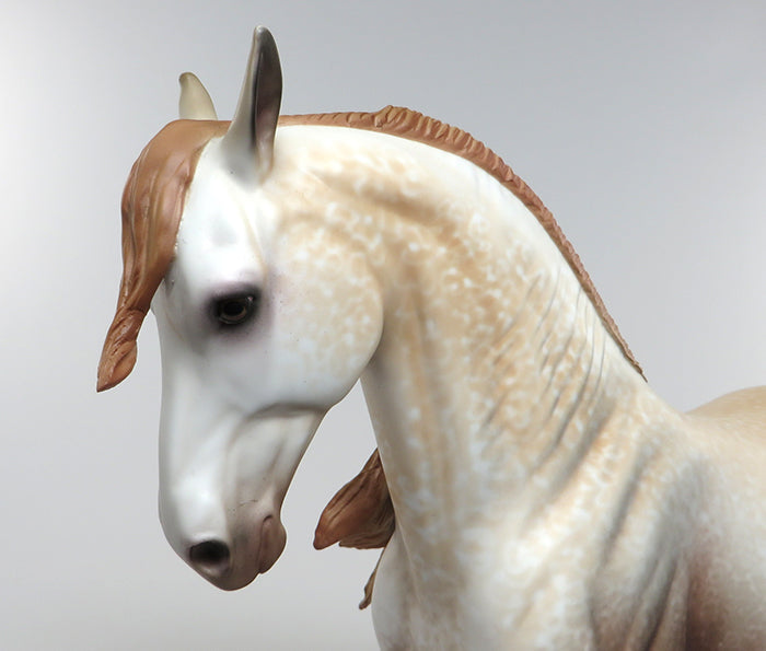 AMOUR DE NOCHE-OOAK CHESTNUT GOING GREY WINDSWEPT ANDALUSIAN MODEL HORSE 6/15
