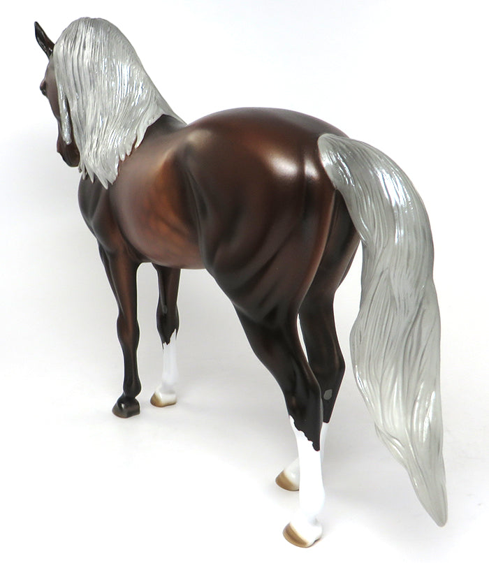 ANDALUSIA-OOAK DAPPLED SILVER BAY LONG MANE ANDALUSIAN STALLION MODEL HORSE 6/16