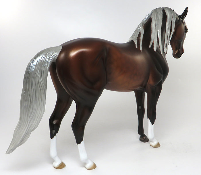 ANDALUSIA-OOAK DAPPLED SILVER BAY LONG MANE ANDALUSIAN STALLION MODEL HORSE 6/16