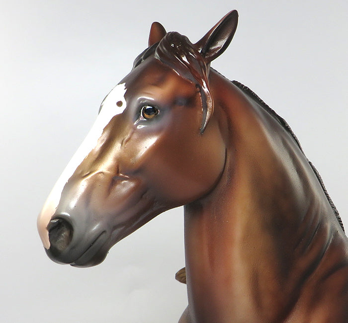 BIG WHEELS-OOAK DAPPLE CHESTNUT TROTTING DRAFTER MODEL HORSE 6/16
