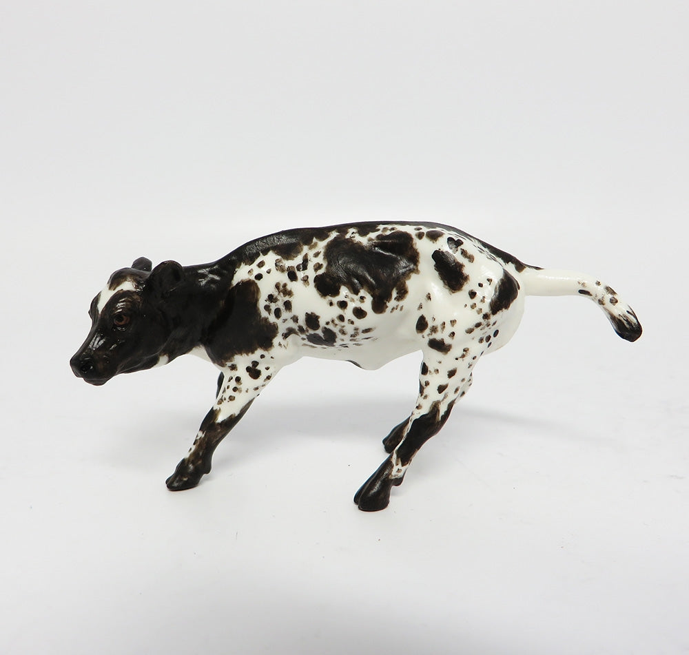 BAM-OOAK DARK CHOCOLATE SPOTTED CUTTER CALF CHIP MODEL HORSE 11/10/17