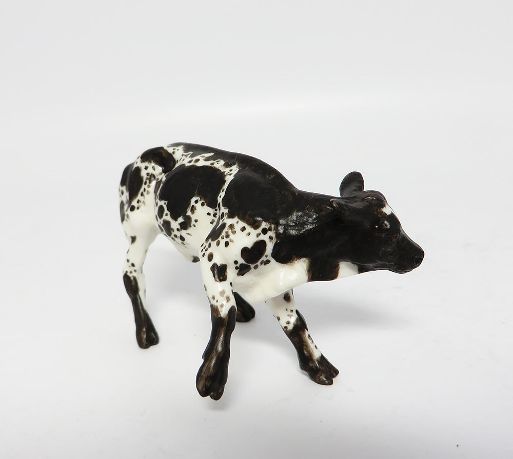 BAM-OOAK DARK CHOCOLATE SPOTTED CUTTER CALF CHIP MODEL HORSE 11/10/17