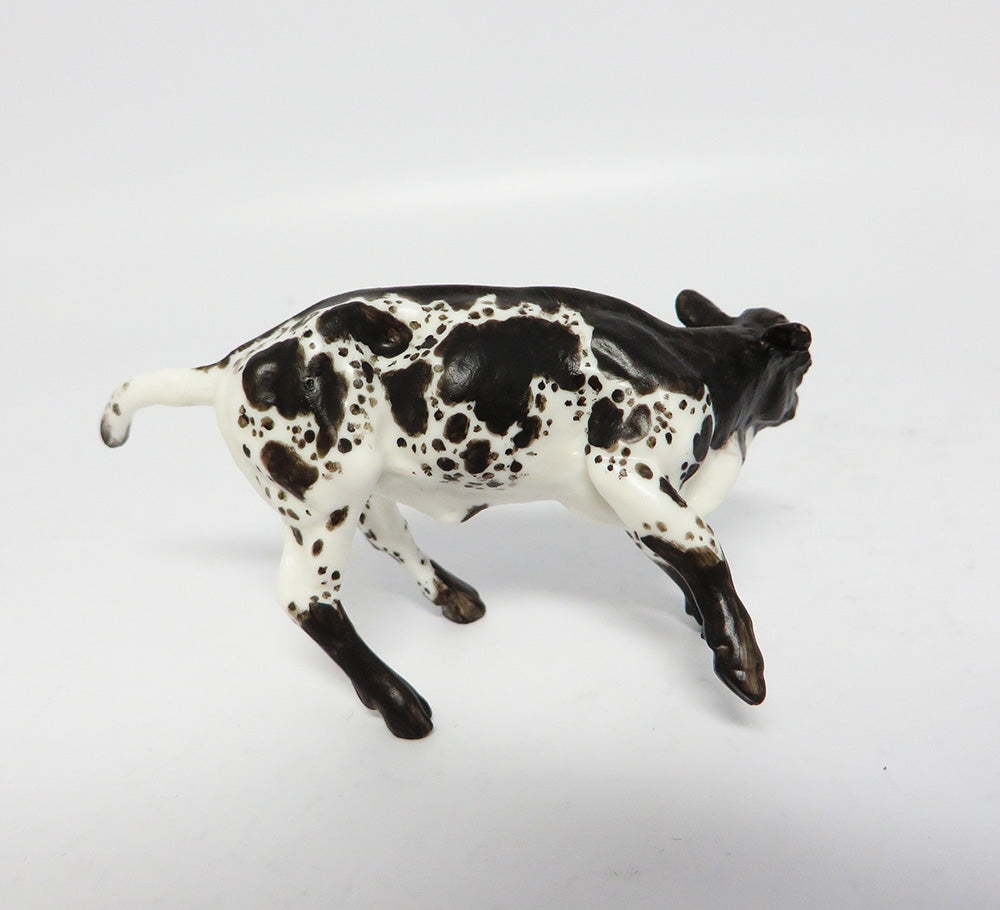 BAM-OOAK DARK CHOCOLATE SPOTTED CUTTER CALF CHIP MODEL HORSE 11/10/17