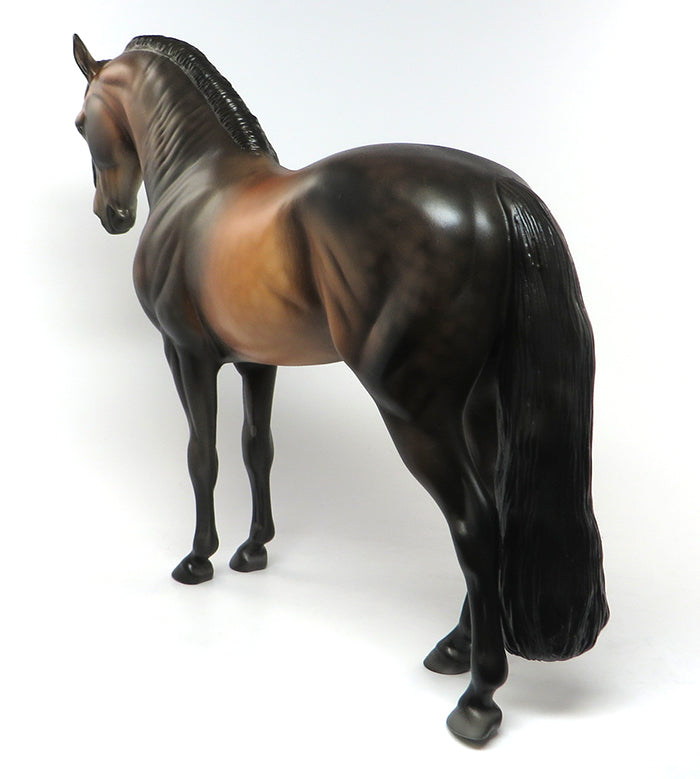 MARRON-DAPPLE BAY BRAIDED MANE ANDALUSIAN MODEL HORSE BY DAWN QUICK 6/24