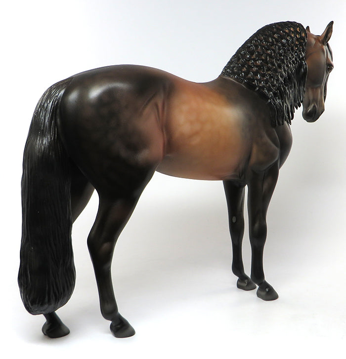 MARRON-DAPPLE BAY BRAIDED MANE ANDALUSIAN MODEL HORSE BY DAWN QUICK 6/24