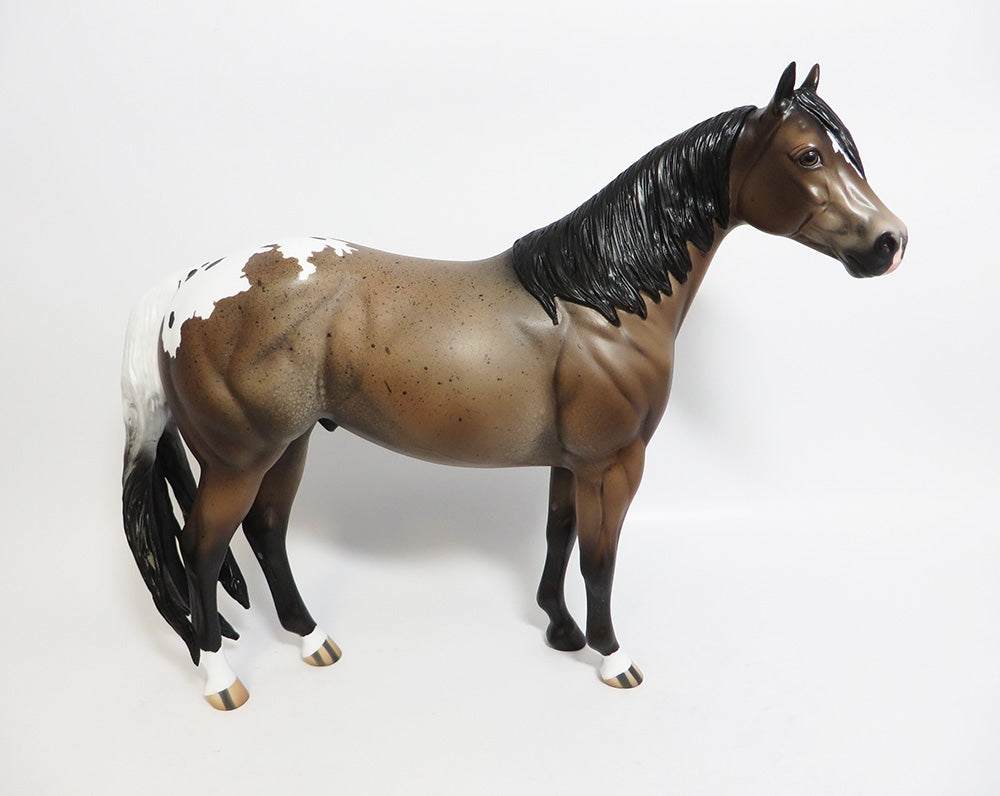 SNOW BLOSSOM-OOAK SOOTY BUCKSKIN APPALOOSA ISH MODEL HORSE WHS 2017