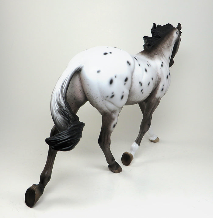 SETTING OFF SPARKS - VARNISH ROAN APPALOOSA PALOUSE MODEL HORSE by SHERYL LEISURE - 1/11