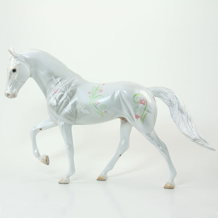 SPRING FEVER - OOAK White Tennessee Walker Model Horse with Pink Flowers - 6/15