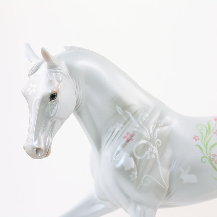 SPRING FEVER - OOAK White Tennessee Walker Model Horse with Pink Flowers - 6/15