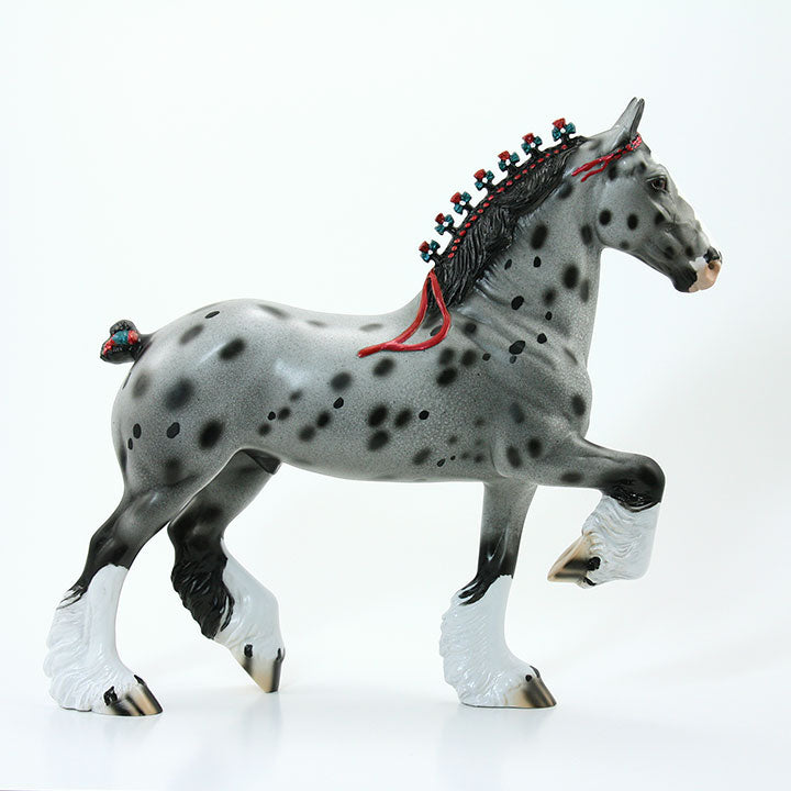 OLD TIMER - OOAK Gray Appaloosa Trotting Drafter Model Horse with Ribbons - 6/15