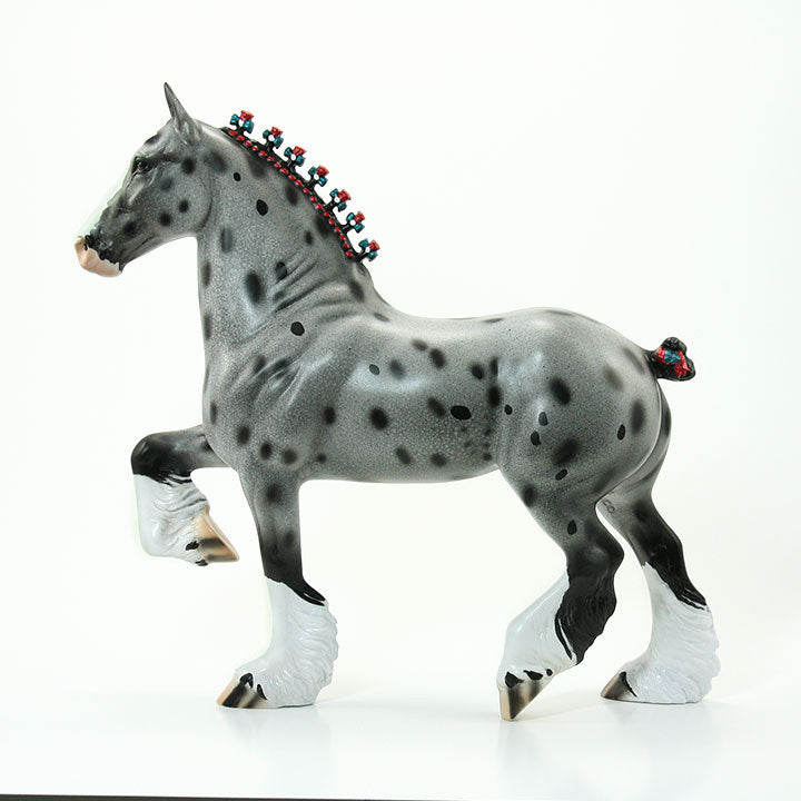OLD TIMER - OOAK Gray Appaloosa Trotting Drafter Model Horse with Ribbons - 6/15