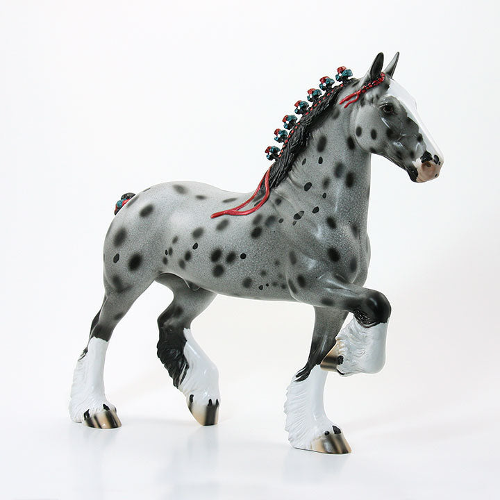 OLD TIMER - OOAK Gray Appaloosa Trotting Drafter Model Horse with Ribbons - 6/15