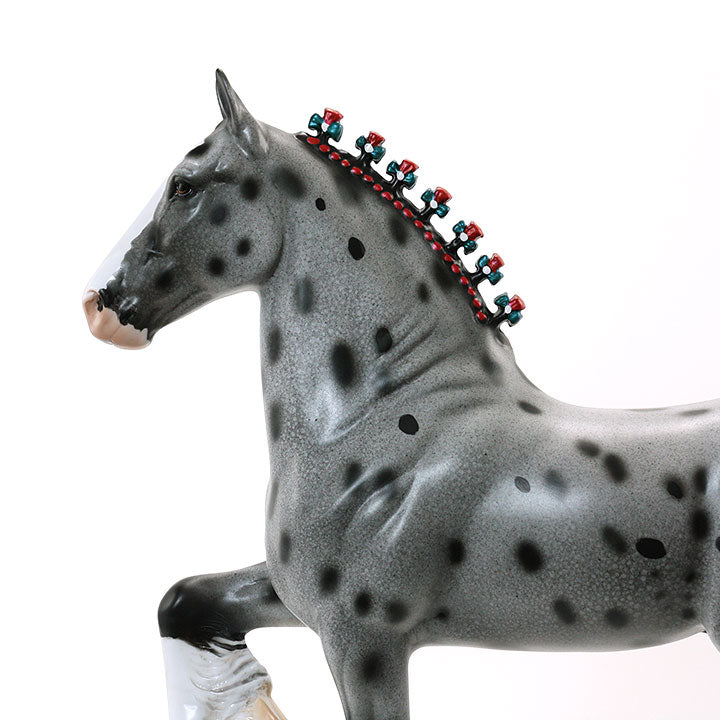 OLD TIMER - OOAK Gray Appaloosa Trotting Drafter Model Horse with Ribbons - 6/15
