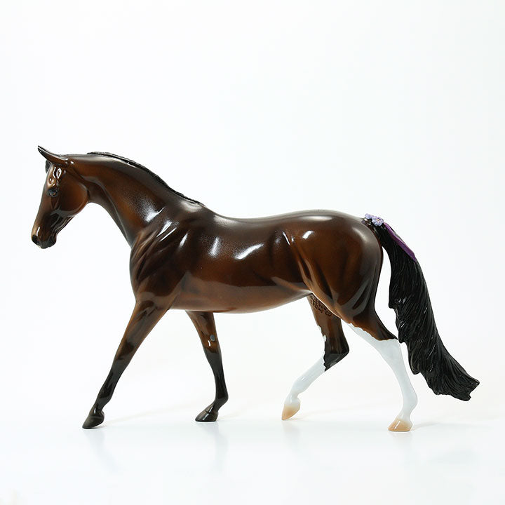 SPICE GIRL - OOAK Dark Bay Dappled Model Horse Pony with Flowers - 6/15