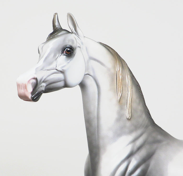 MIGHTY HECTOR-OOAK-CHESTNUT GOING GREY ARABIAN MODEL HORSE 1/4