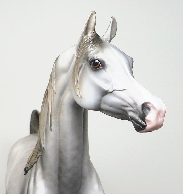 MIGHTY HECTOR-OOAK-CHESTNUT GOING GREY ARABIAN MODEL HORSE 1/4