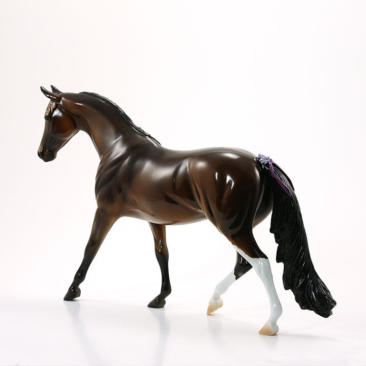 SPICE GIRL - OOAK Dark Bay Dappled Model Horse Pony with Flowers - 6/15