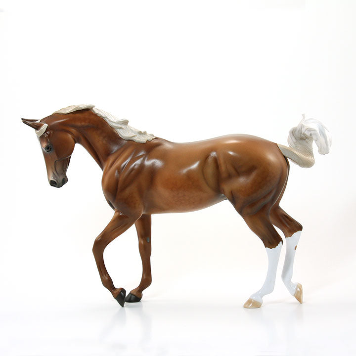 GESTURE UNKNOWN - OOAK Thoroughbred Dappled Light Chestnut Model Horse - 6/15