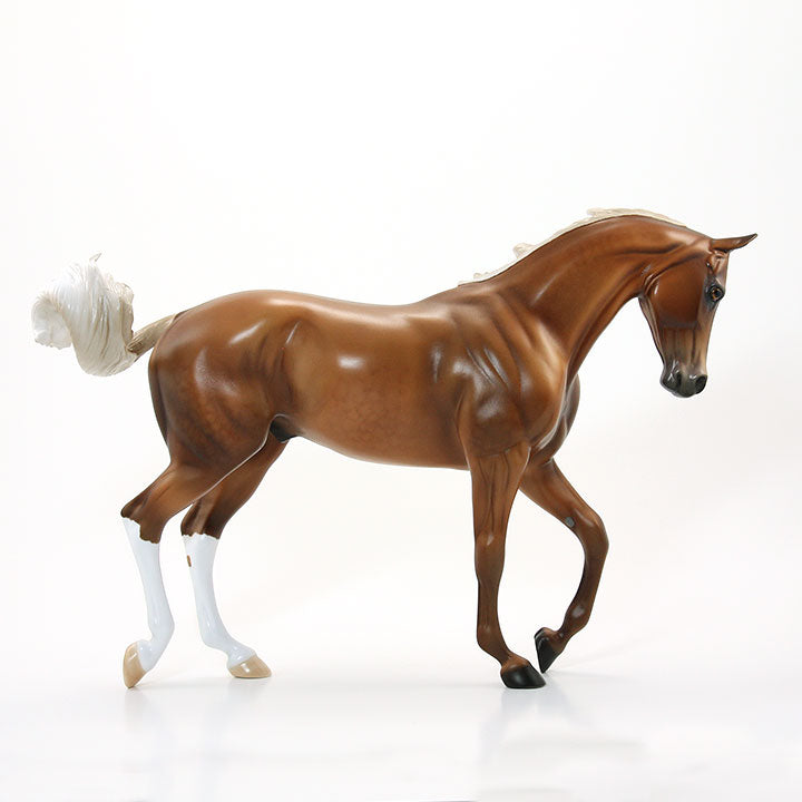GESTURE UNKNOWN - OOAK Thoroughbred Dappled Light Chestnut Model Horse - 6/15