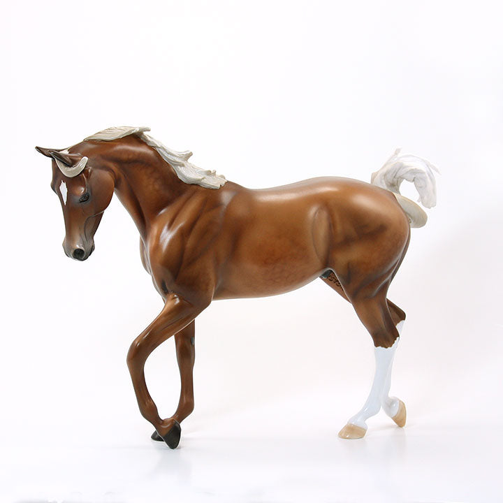 GESTURE UNKNOWN - OOAK Thoroughbred Dappled Light Chestnut Model Horse - 6/15