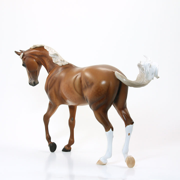 GESTURE UNKNOWN - OOAK Thoroughbred Dappled Light Chestnut Model Horse - 6/15