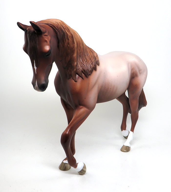 TWICE AS NICE - OOAK CHESTNUT ROAN THOROUGHBRED MODEL HORSE - 1/8
