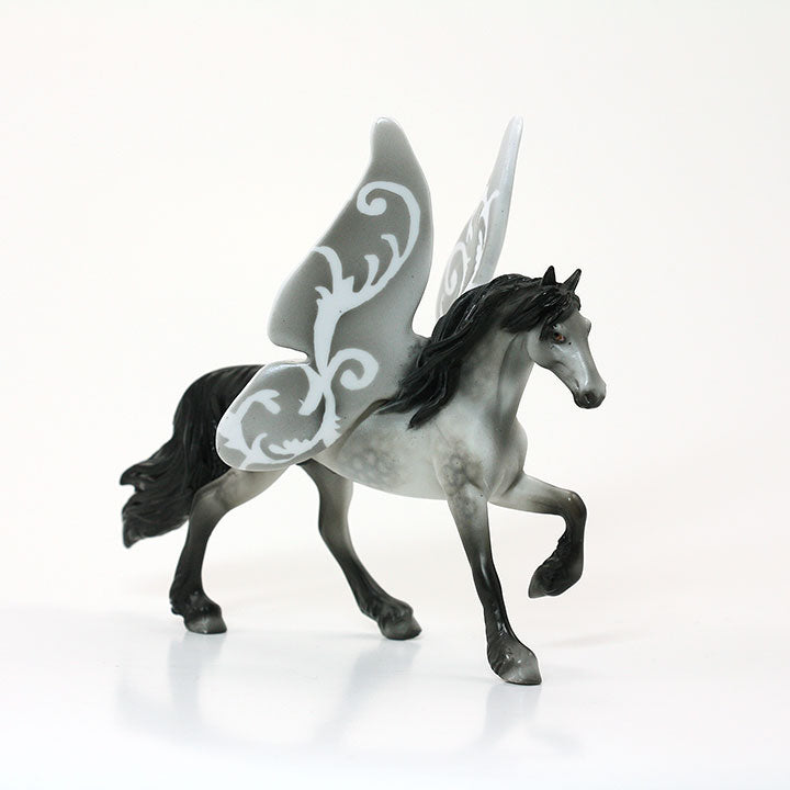 OBERON - OOAK FriesianDapple Grey Butterfly Chip Model Horse - 6/15