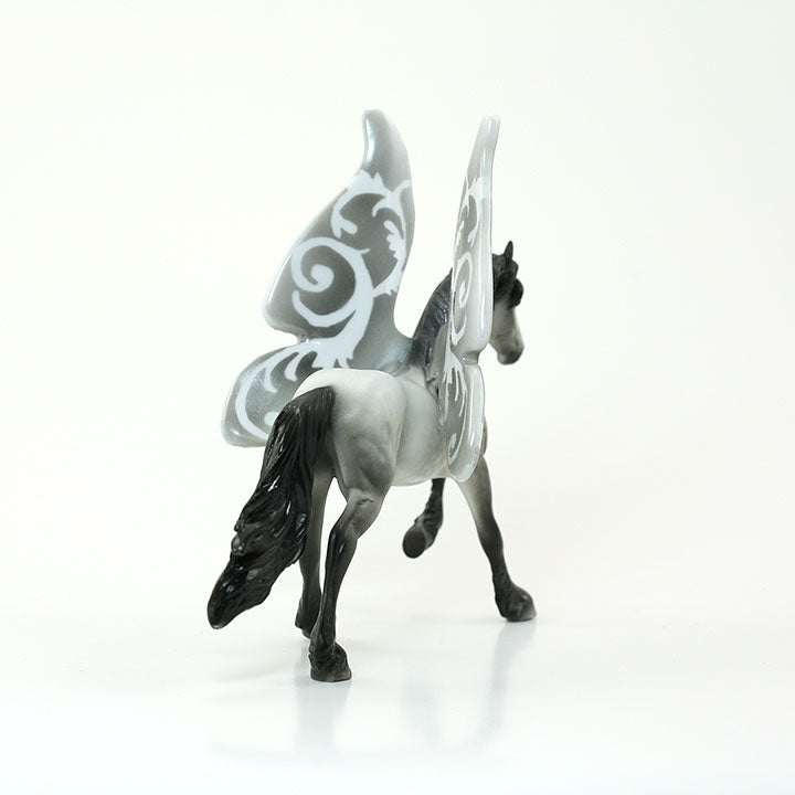 OBERON - OOAK FriesianDapple Grey Butterfly Chip Model Horse - 6/15