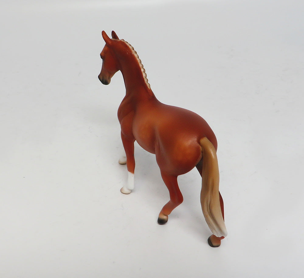 MERRIMACK-LE.2 DAPPLED CHESTNUT WARMBLOOD CHIP MODEL HORSE BY SHERYL LEISURE 5/11/17