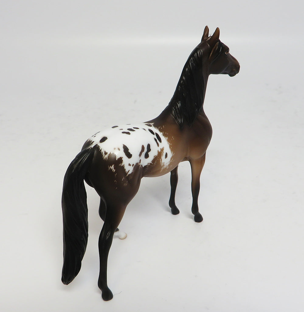 ROEBUCK-OOAK ETCHED BAY APPALOOSA MORGAN CHIP MODEL HORSE BY SHERYL LEISURE 5/11/17