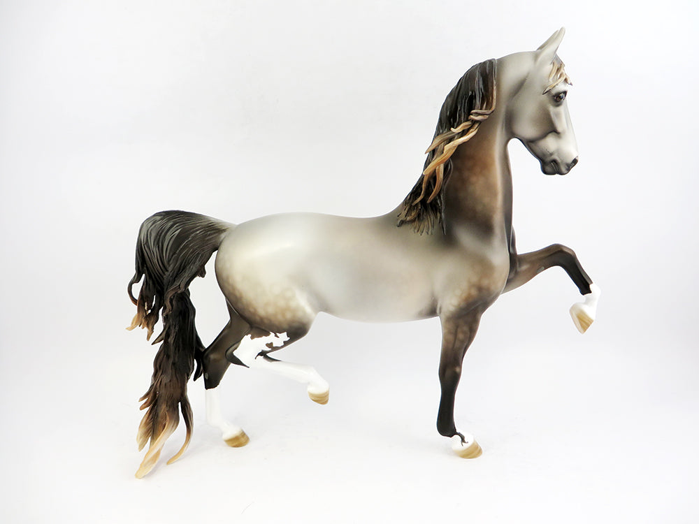 SIMON FITZJINGLE-OOAK DAPPLED ROSE GREY SADDLEBRED MODEL HORSE BY DAWN QUICK 12/3/16