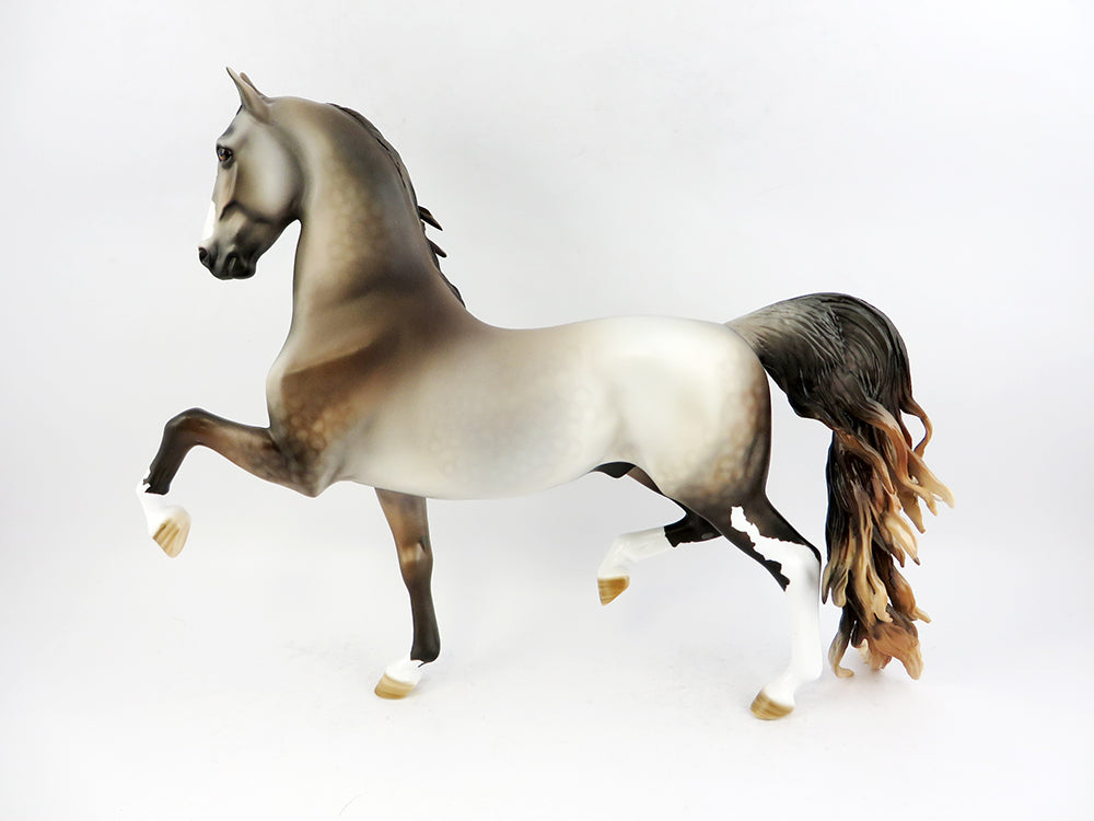 SIMON FITZJINGLE-OOAK DAPPLED ROSE GREY SADDLEBRED MODEL HORSE BY DAWN QUICK 12/3/16