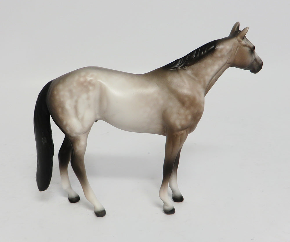 JIMMY CHOO-OOAK DAPPLE GREY QUARTER HORSE CHIPS MODEL HORSE 5/10