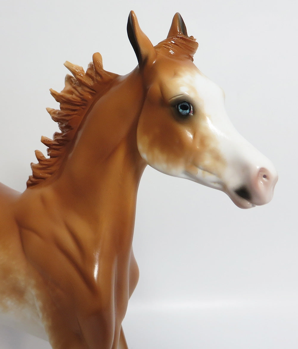 MIDGE-OOAK CUSTOM CHESTNUT SABINO YEARLING MODEL HORSE BY SHERYL LESIURE