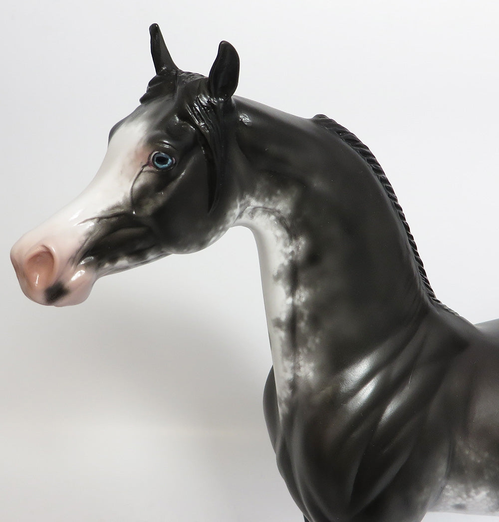 TWISTER-OOAK BLACK SABINO ARABIAN MODEL HORSE BY SHERYL LEISURE 11/22/17