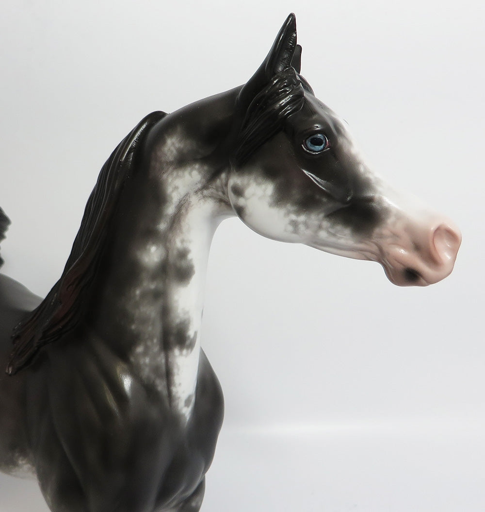 TWISTER-OOAK BLACK SABINO ARABIAN MODEL HORSE BY SHERYL LEISURE 11/22/17