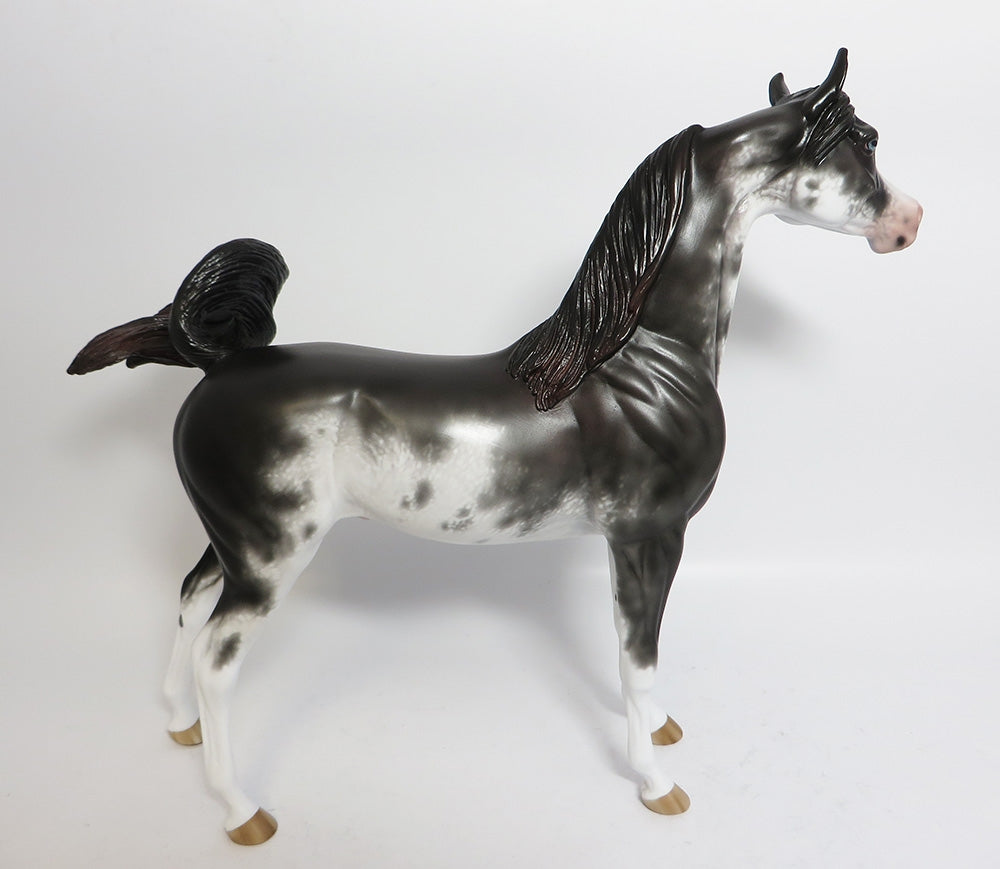 TWISTER-OOAK BLACK SABINO ARABIAN MODEL HORSE BY SHERYL LEISURE 11/22/17