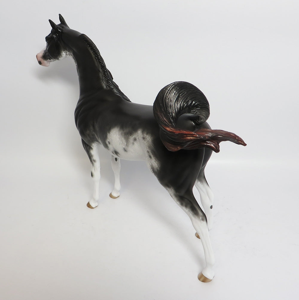TWISTER-OOAK BLACK SABINO ARABIAN MODEL HORSE BY SHERYL LEISURE 11/22/17